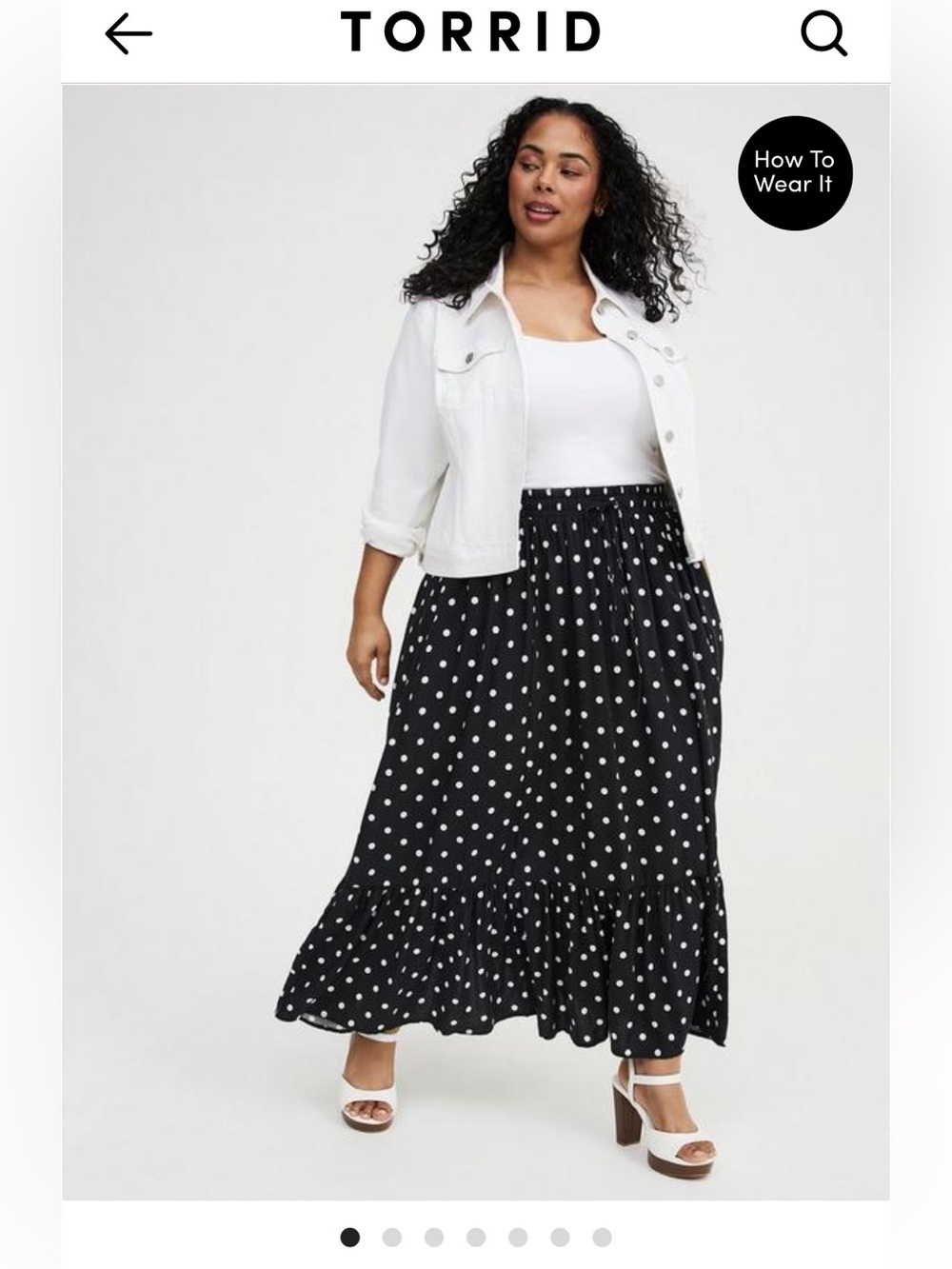 torrid Black Maxi Skirt with White Polka Dots